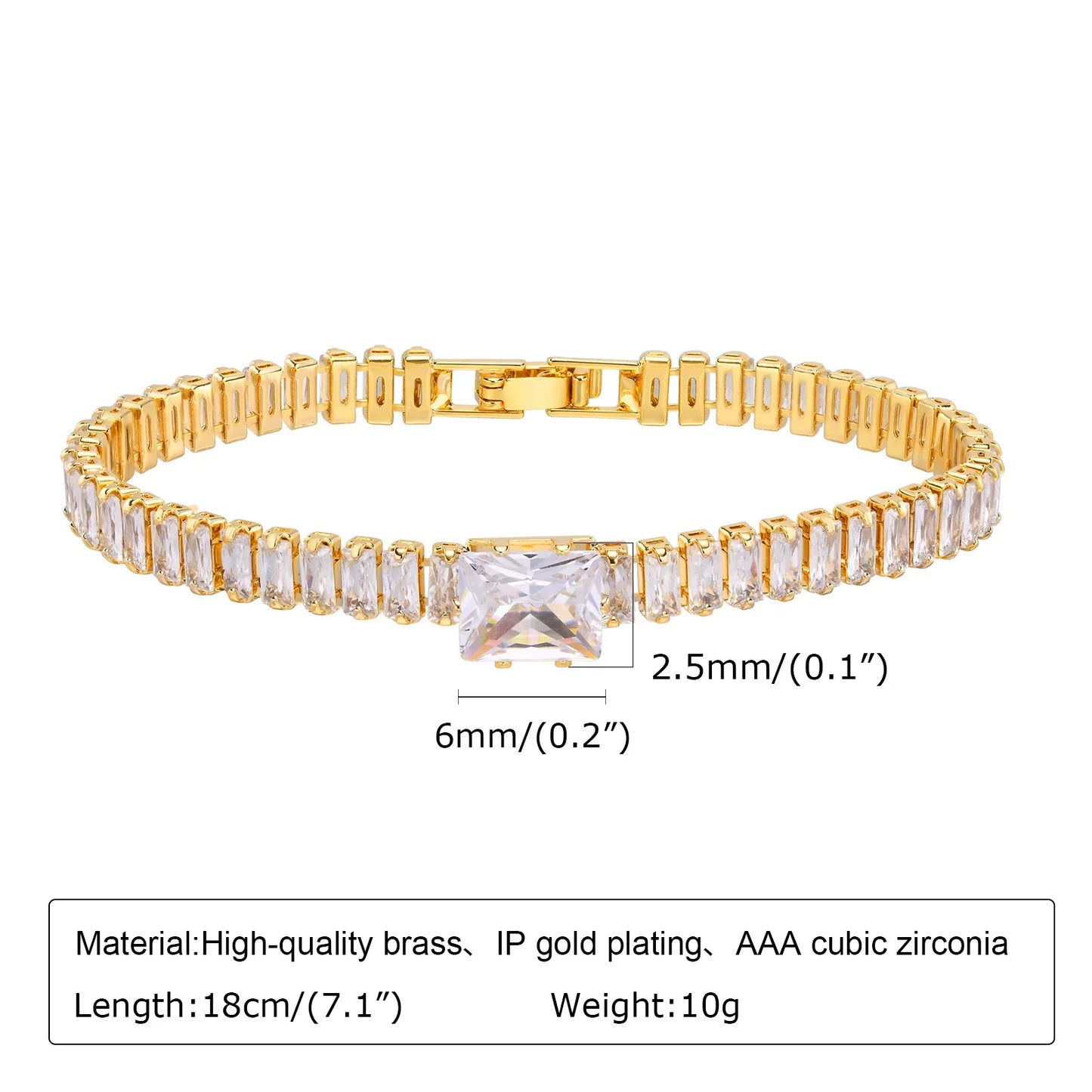 14K Gold Plated Paperclip Chain Bracelet with Cubic Zirconia Chunky Adjustable Link Jewelry for Women