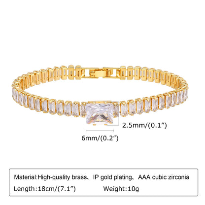 14K Gold Plated Paperclip Chain Bracelet with Cubic Zirconia Chunky Adjustable Link Jewelry for Women