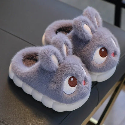 Cute Rabbit Kids’ Winter Slippers - Warm Fluffy Indoor House Shoes for Boys & Girls