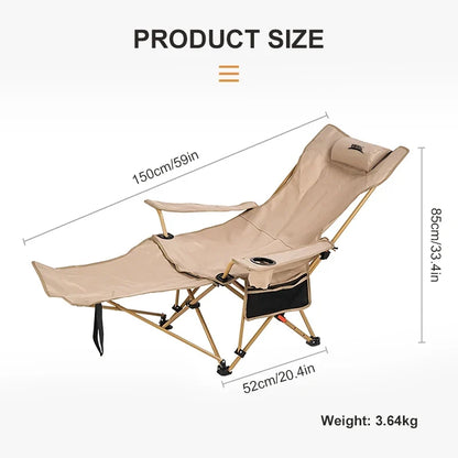 BRS 2-in-1 Reclining Camping Chair – Lightweight Folding Lounge Chair with Adjustable Backrest & Footrest for Beach, Camping & Outdoor Relaxation