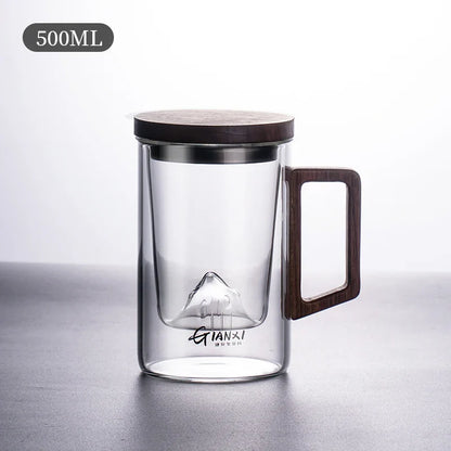 GIANXI High Borosilicate Glass Tea Cup with Belt Filter – Separate Flower Tea Water Cup for Original Tea Making