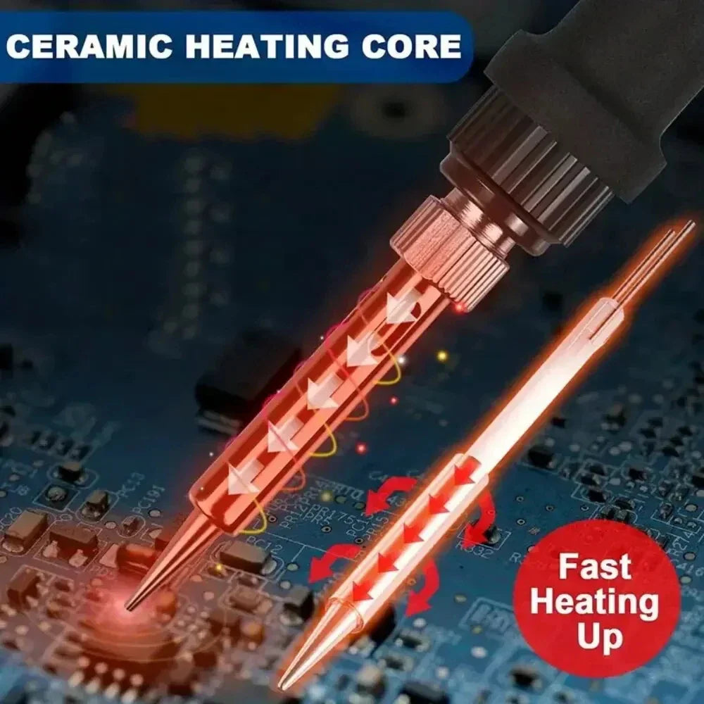 2026 60W Electric Soldering Iron Kit – Adjustable Temperature Welding Tool Set (10-in-1 / 16-in-1 / 20-in-1) with Replaceable Tips for Repair & DIY Projects