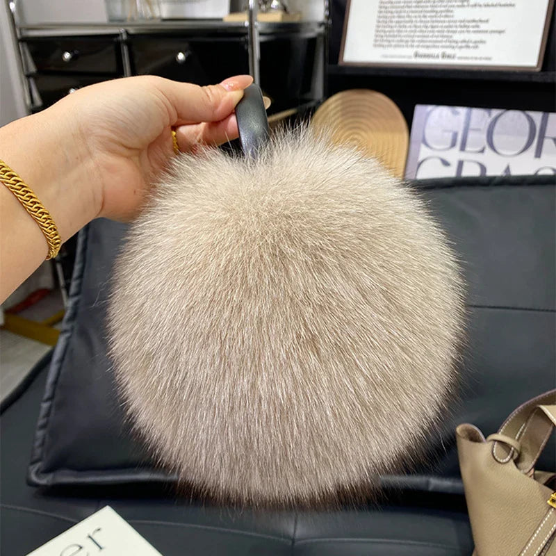 Women’s Winter Real Fox Fur Earmuffs & Scarf – Dual-Use Plush Outdoor Warmer with Genuine Fur