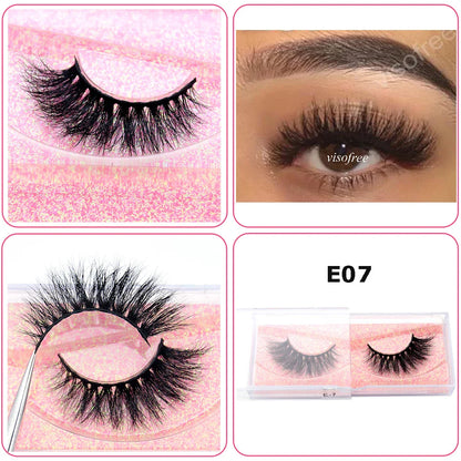 3D Real Mink False Eyelashes – Thick Handmade Strip Lashes with Glitter Packing for Makeup Beauty D101