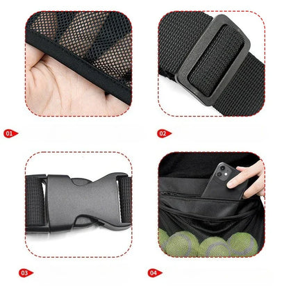 Tennis Ball Waist Bag Mesh Hip Pouch Holder – Portable Breathable Waist Pack for Tennis Balls Storage and Sports Training Accessory