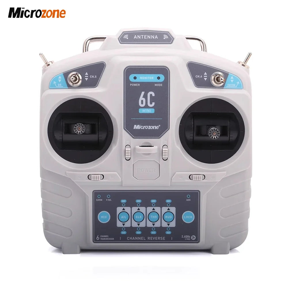 MicroZone MC6C-Mini V2 2.4G 6CH RC Controller — MC7RB Receiver for Fixed-Wing, Car, Boat & Airplane Toys