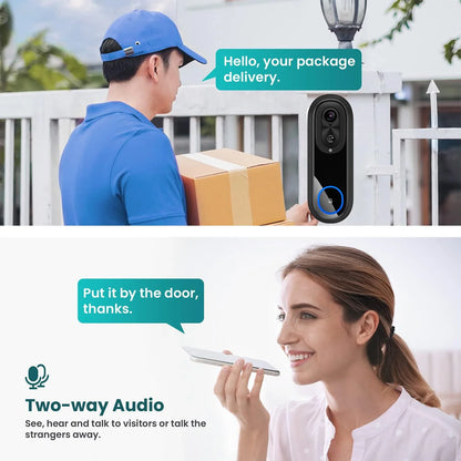 5G/2.4G WiFi 1080P Wireless Video Doorbell — Tuya App Smart Intercom, IP65 Waterproof, 7000mAh Battery