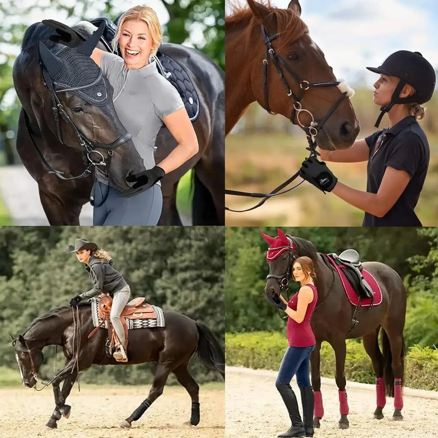 Women’s Equestrian Horse Riding Gloves — Lightweight, Breathable Mesh, Comfortable Grip, All-Weather Color Pack