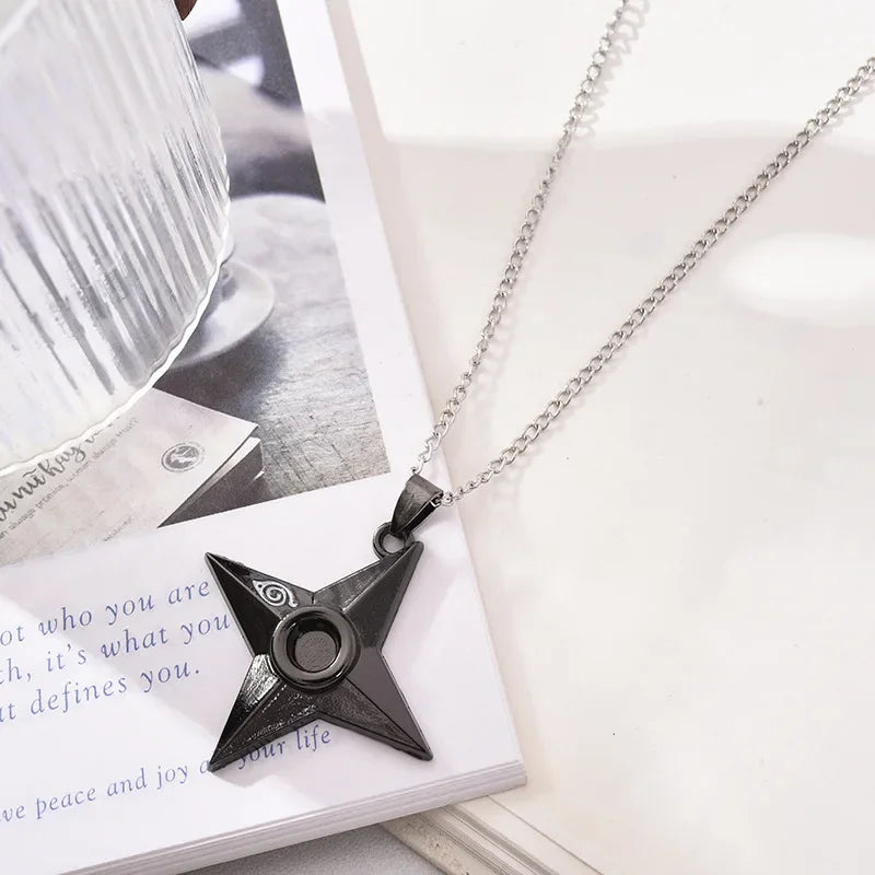 Anime Naruto Necklace Metal Alloy Pendant – Kakashi Kunai & Uzumaki Shuriken Cosplay Accessories & Collectible Toy