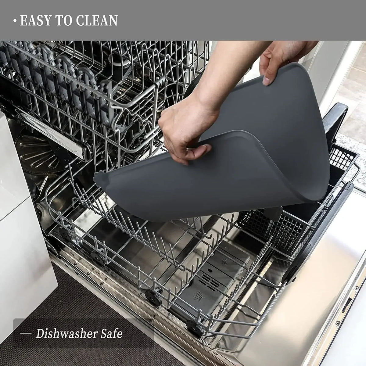 Waterproof Silicone Pet Food Mat – Non-Slip High-Lipped Feeding Bowl Mat for Cats & Dogs, Non-Stick Floor Protector Pad
