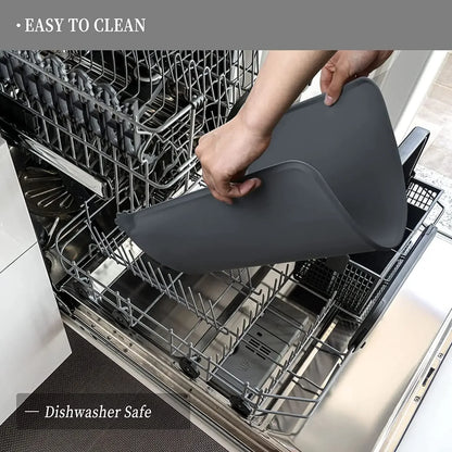 Waterproof Silicone Pet Food Mat – Non-Slip High-Lipped Feeding Bowl Mat for Cats & Dogs, Non-Stick Floor Protector Pad