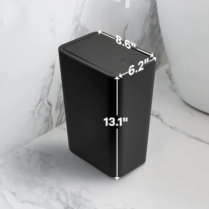 10L Bathroom Trash Can with Press Top Lid – Small Plastic Garbage Bin for Toilet, Bedroom & Living Room