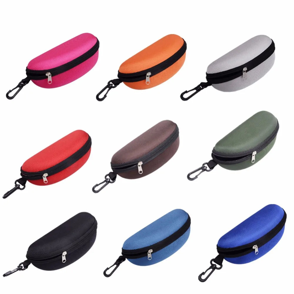 KLASSNUM Zipper Sunglasses Case – Portable EVA Eyeglasses Box with Hook, Knitted Oxford Cloth Glasses Protector for Eyewear Storage