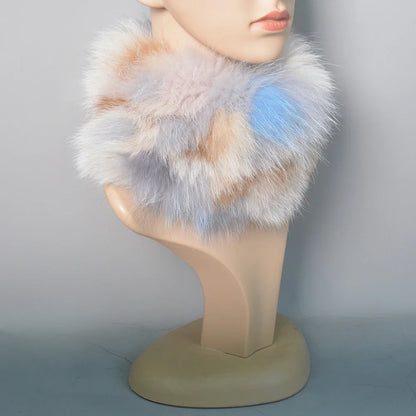 2025 Real Fox Fur Scarf and Headband – Luxury Winter Neck Warmer for Women, 100% Natural Fur, Elastic Ring Muffler