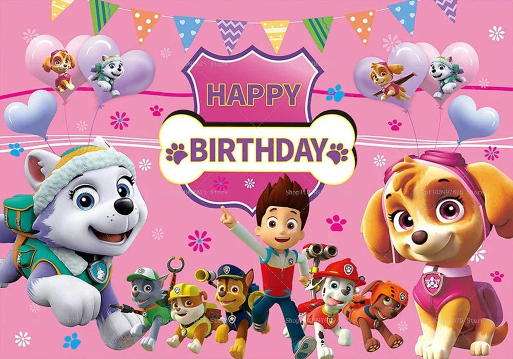 Paw Patrol Birthday Party Backdrop – Kids Party Decorations, Photography Background & Baby Shower Banner