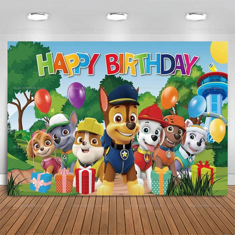 Paw Patrol Birthday Party Backdrop – Kids Party Decorations, Photography Background & Baby Shower Banner