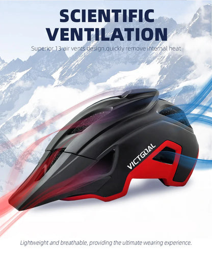 VICTGOAL LED Bike Helmet – Rechargeable Men’s Cycling Helmet with Sun Goggle Visor & Sunglasses Shield for Road & MTB Cycling