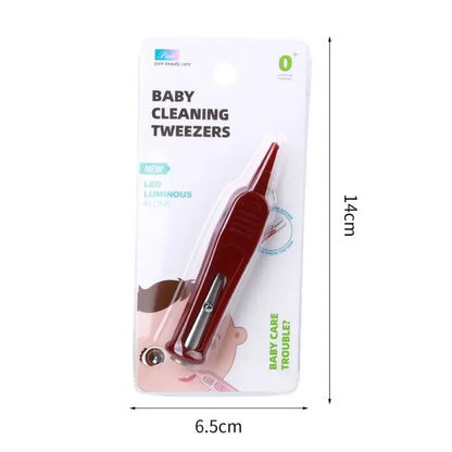 Baby Safety Cleaning Tweezers with LED Light – Infant Nose, Ear & Navel Care Tool, Soft Tip Precision Hygiene Forceps for Babies & Kids