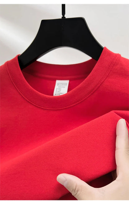 100% Pure Cotton Men’s Summer T-Shirt – High-End Short Sleeve Round Neck Breathable Fashion Top