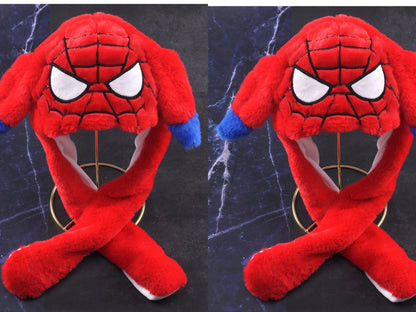 2024 Anime Cosplay Spider-Man Plush Hat – Cute Glowing Bear & Bunny Ears, Moving Jumping Preppy Toy Cap Gift