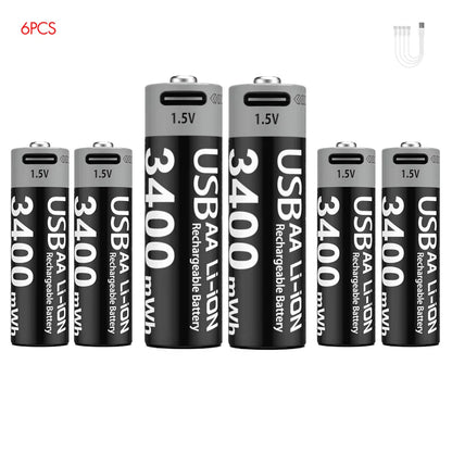 MATOV USB Rechargeable Li-ion AA 3400mWh & AAA 1100mWh 1.5V Batteries Pack