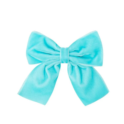 4.3-inch Velvet Bow Hair Clips for Girls – Handmade Barrettes in Black, White, Red, Pink, Blue, Yellow, Kids Hair Accessories