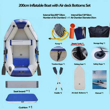 PVC 3-Layer Inflatable Boat – Wear-Resistant Fishing Kayak for 2-6 Persons, Rowing Canoe & Sports Boat
