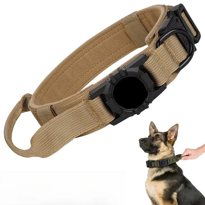 Adjustable Nylon AirTag Dog Collar with Metal Buckle – Anti-Lost Tactical Pet Tracking Accessory