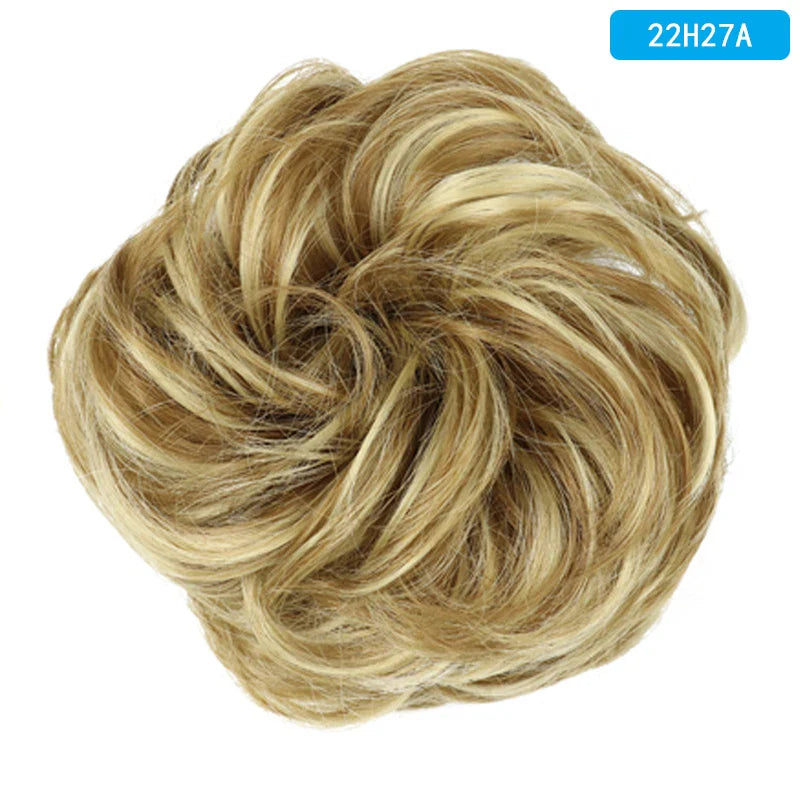 AZQUEEN Messy Bun Hair Extension – Synthetic Curly Wave Chignon Scrunchie, Elastic Band Updo Hairpiece for Women