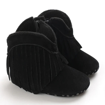 Western Denim Baby Winter Boots - Warm Casual First Walker Shoes for Boys & Girls 0-18 Months