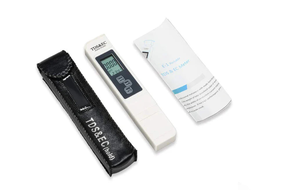 White Digital Water Quality Tester - TDS EC Meter, Multifunctional Water Purity & Temperature TEMP PPM Tester (0-9990 Range)