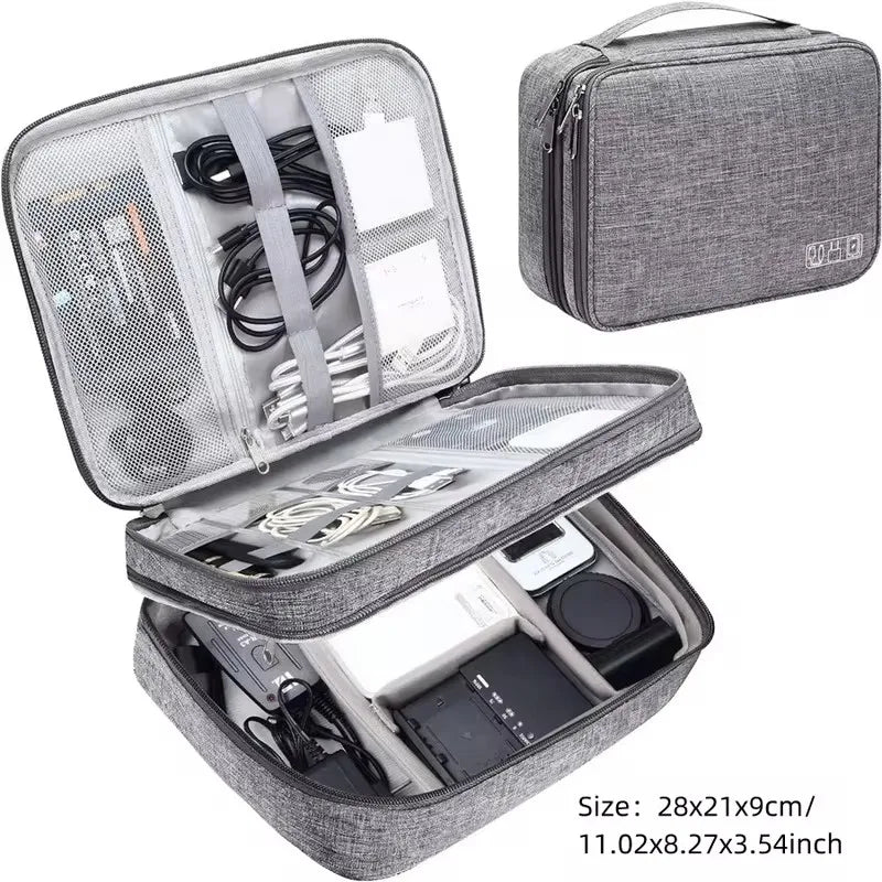 Portable Waterproof Travel Cable Organizer Bag – Digital Electronics USB Charger & Data Cord Storage