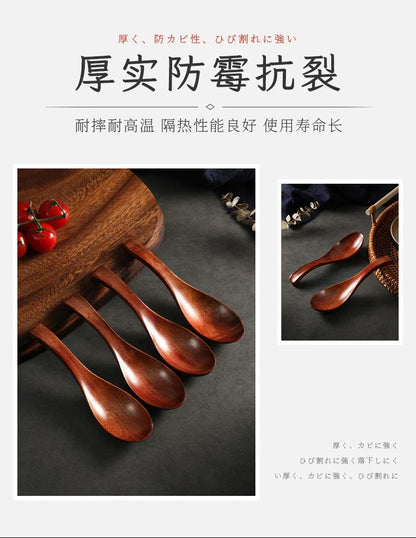 Wooden Soup Spoon — Long & Short Handle Kitchen Utensil for Korean & Japanese Cooking, Ramen & Daily Use