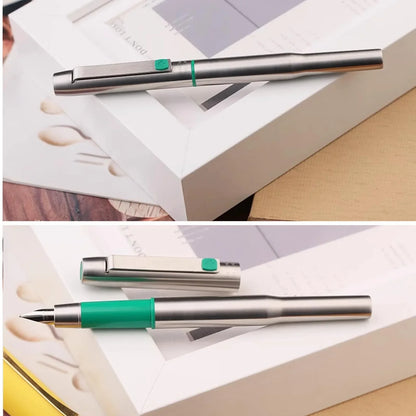 MAJOHN B25 Fountain Pen – Stainless Steel Imported F Nib with Ink Absorber, Dual-Purpose High-End Office Stationery
