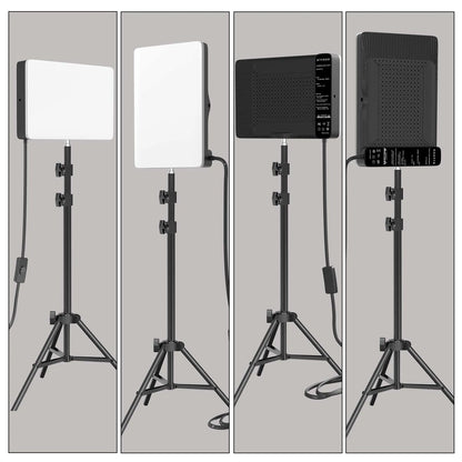 LED Photo Studio Video Fill Light Panel – 3000K-6500K Adjustable with Tripod Stand & Long Arm, EU Plug for Live Streaming