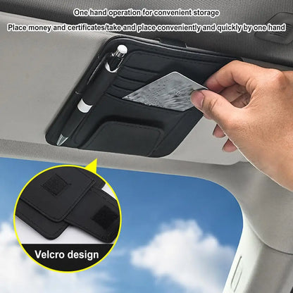Car Sun Visor Organizer – Multi-Pocket Sunglasses & Business Card Holder, Auto Interior Accessory