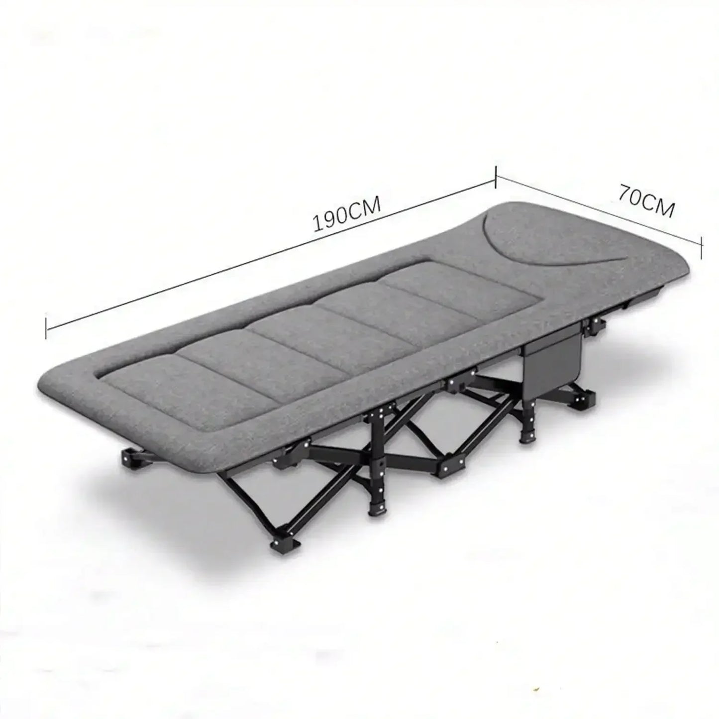 Premium Portable Folding Camping Cot with Thick Pad – Heavy Duty Adult Travel Bed with Side Pockets for Hiking & Outdoor Use