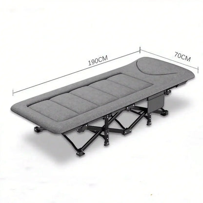 Premium Portable Folding Camping Cot with Thick Pad – Heavy Duty Adult Travel Bed with Side Pockets for Hiking & Outdoor Use