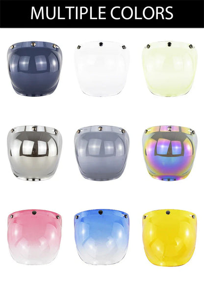 Motorcycle Helmet Bubble Visor – Anti-Fog UV Protection HD Lens for Retro Open Face Helmets