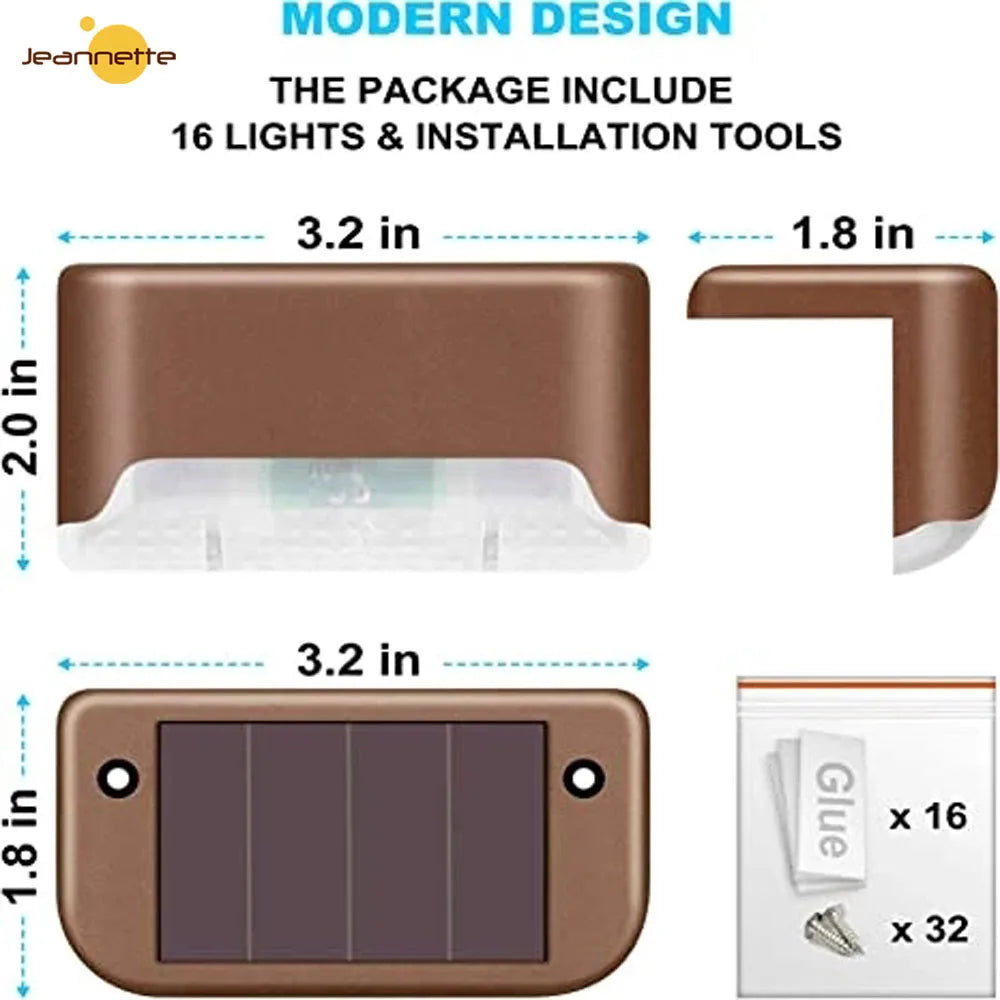 Waterproof Solar Deck Stair Lights: Outdoor LED Path Lighting for Garden Step Patio Fence