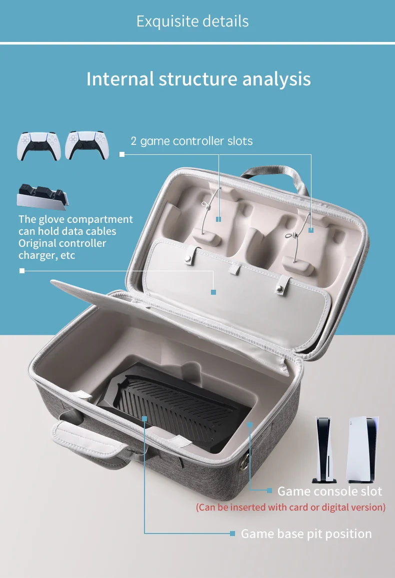 Hard Shell Carrying Case for PS5 – Protective Travel Bag for Console, Base & Accessories