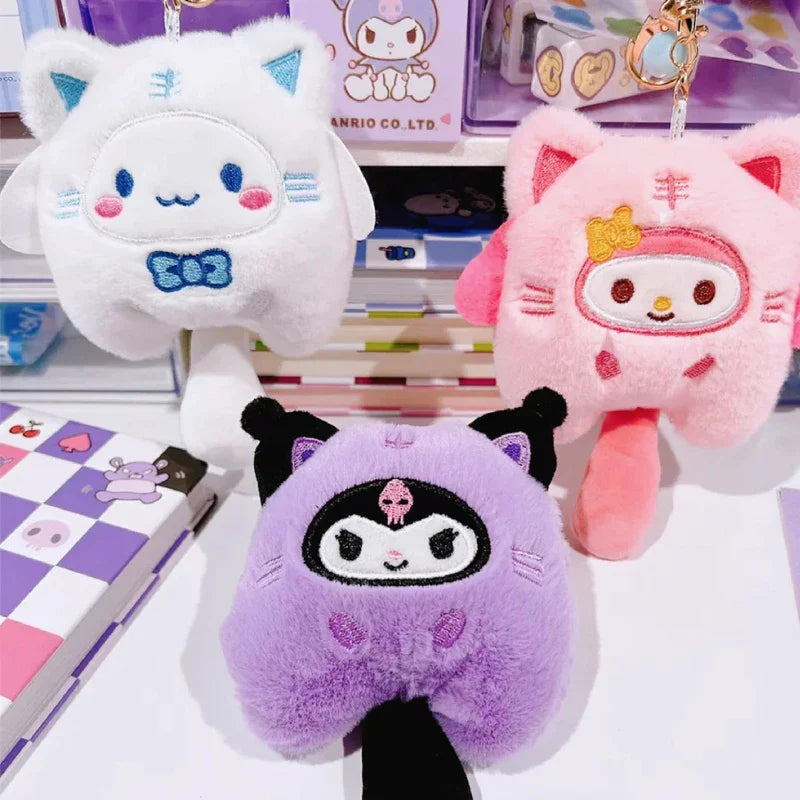 Sanrio Plush Doll Keychain Set – Melody, Cinnamoroll & Pochacco Cute Bag Pendant Gifts for Kids