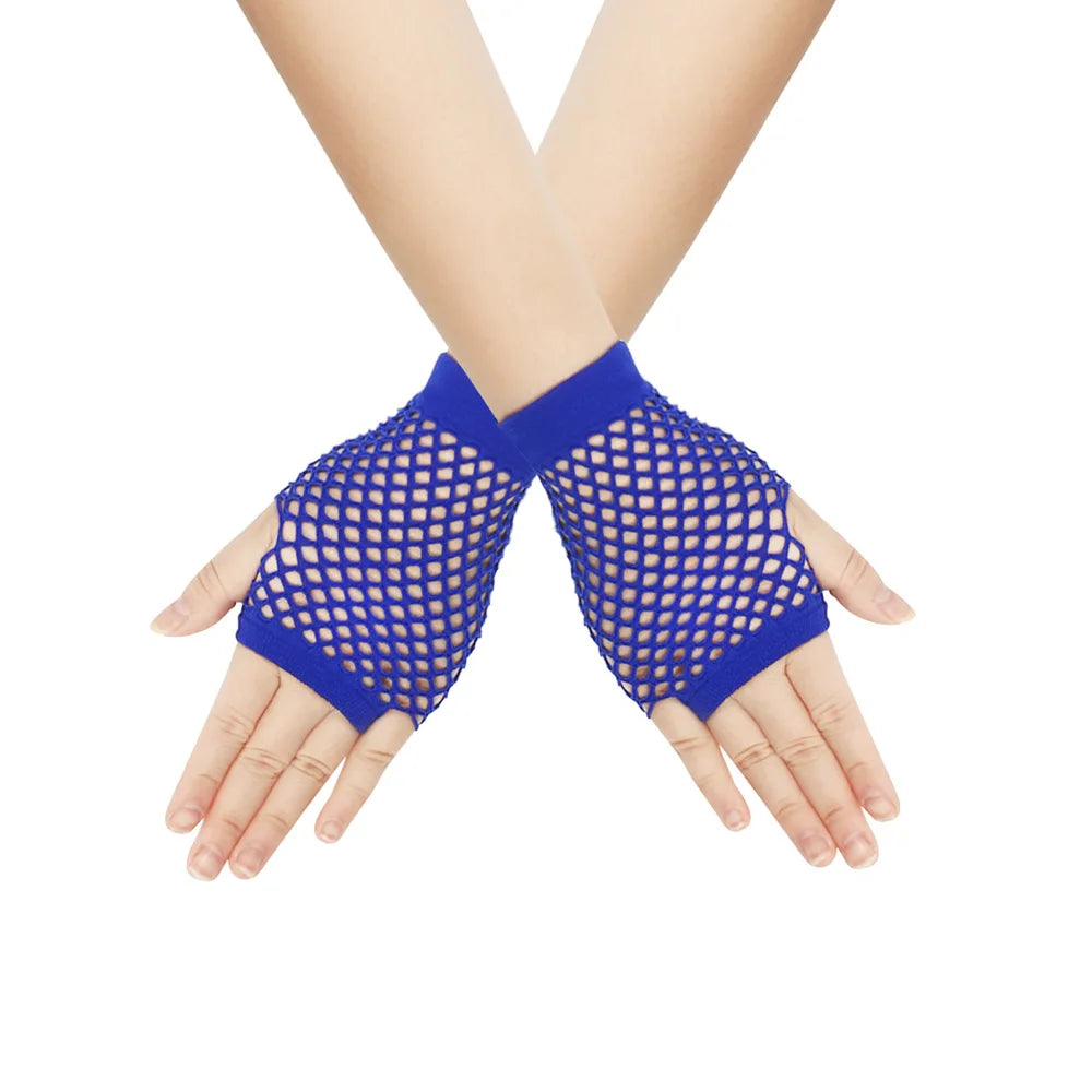 Solid Color Fingerless Mesh Gloves – Short Fishing, Party & Dance Gloves