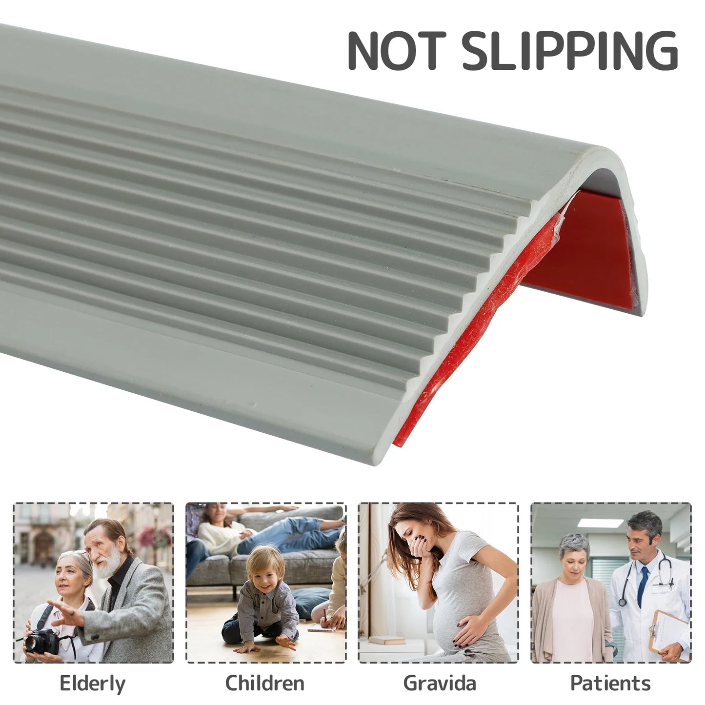 Soft PVC Stair Edge Protector – Non-Slip L-Shape Self-Adhesive Step Trim, 2m Stair Nose Edging Strip