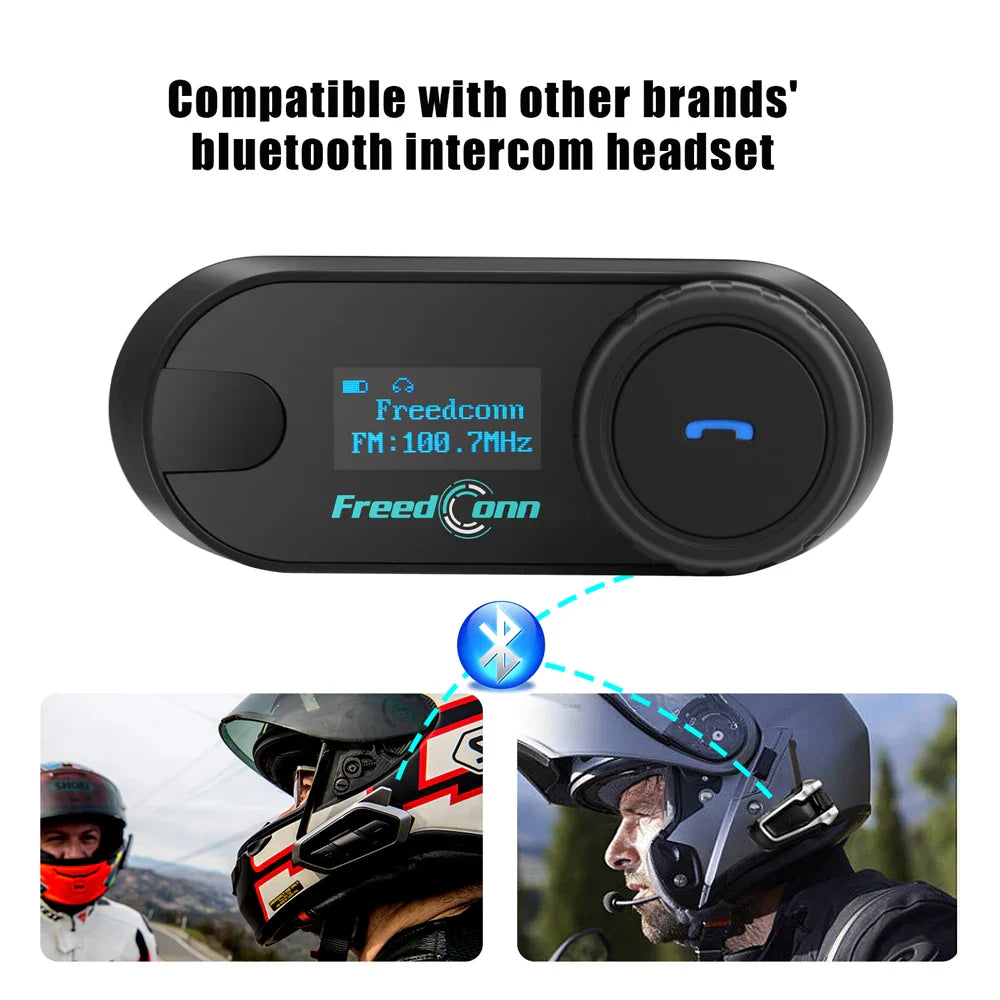 Freedconn T Com SC Bluetooth Motorcycle Intercom – Helmet Headset, Wireless Communication, BT 5.0, Music Share, 6 Riders, FM