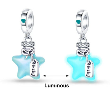 Chameleon Luminous Firefly & Butterfly Silver-Plated Charms - 925 Silver for DIY Bracelet Jewelry Making