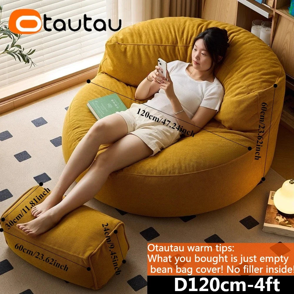 OTAUTAU Outdoor 4ft Waterproof Chenille Bean Bag Cover - Poolside Lounger Sofa Bed