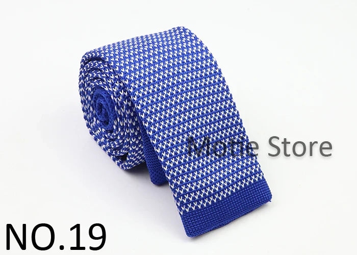 Classic Knit Neck Tie for Men — 6cm Plaid & Dots Casual Business Wedding Tie