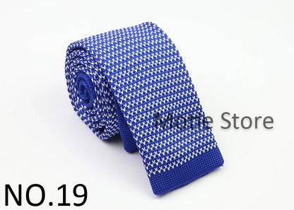 Classic Knit Neck Tie for Men — 6cm Plaid & Dots Casual Business Wedding Tie