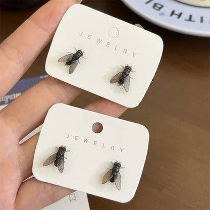 Funny Fly Stud Earrings - Realistic Insect Halloween & Party Jewelry for Women